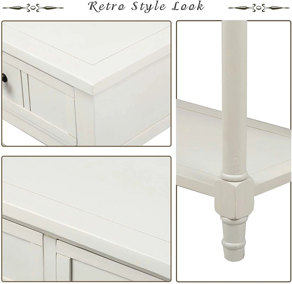White Wooden Console Table with 2 Drawers J1474