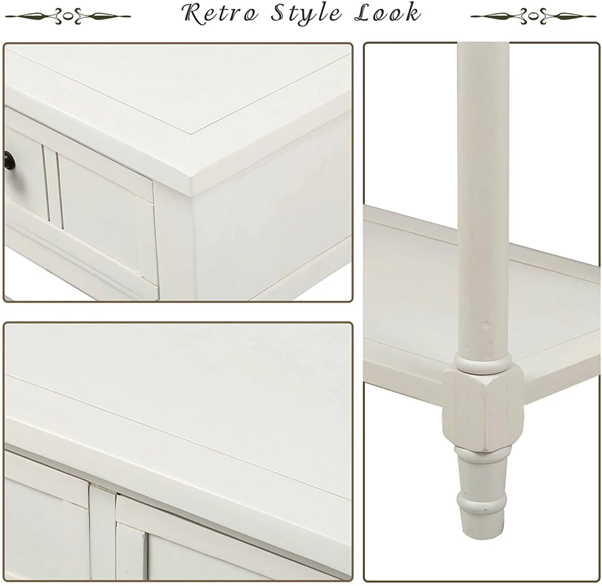 White Wooden Console Table with 2 Drawers J1474