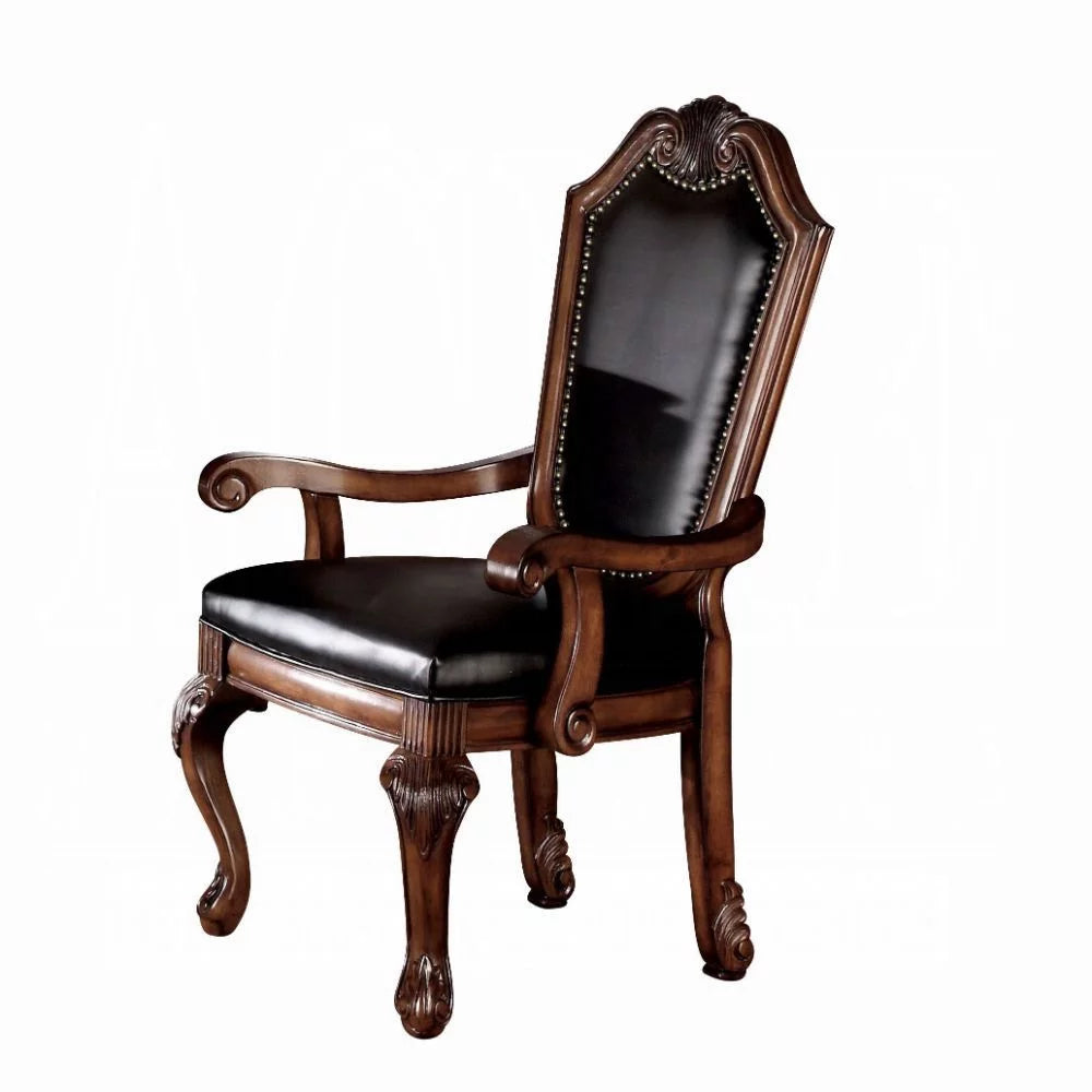Black PU Cushion Arm Chair Set of 2 S478