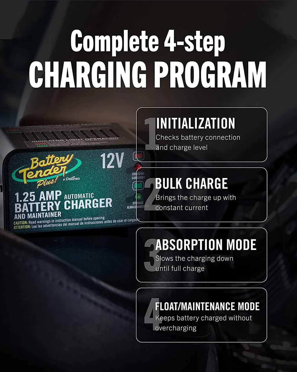12V 1.25 AMP Smart Automatic Battery Charger and Maintainer G841