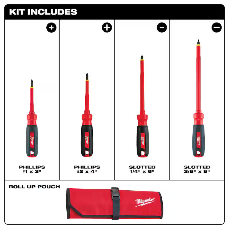 Insulated Screwdriver Set and Pouch (4-Piece) E8615