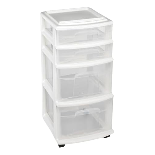 4-Tier Clear Plastic Rolling Storage Drawer Tower P794