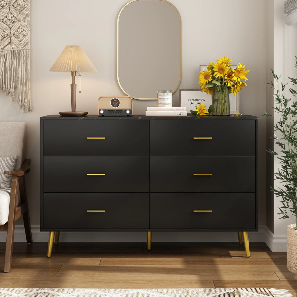 White 6 Drawer Wood Dresser J339785