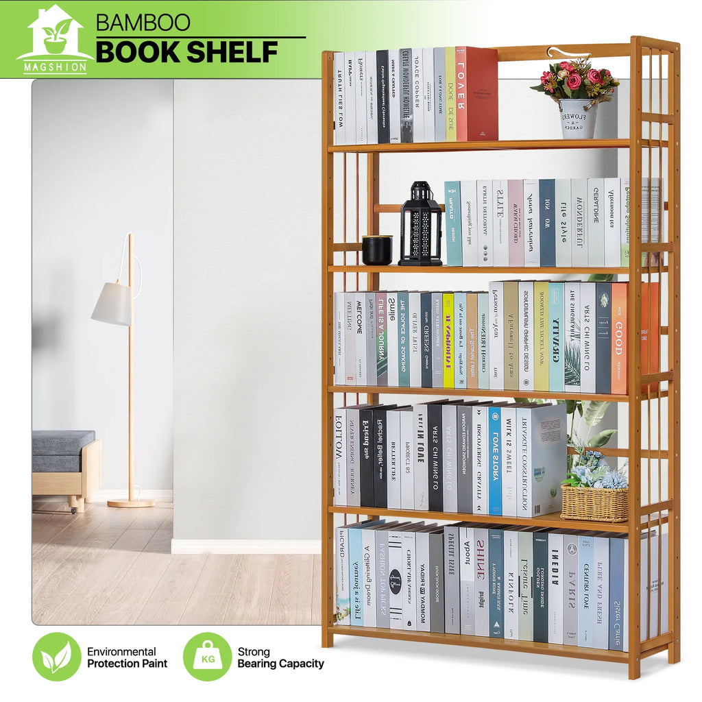 Bamboo 5 Shelves Adjustable Bookcase M79304