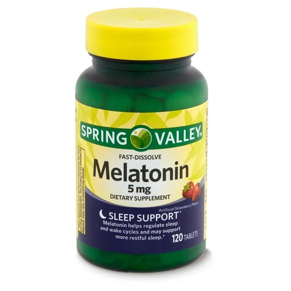Melatonin Sleep Dietary Supplement Fast-Dissolve Tablets Strawberry 5 mg 120 Count J618852