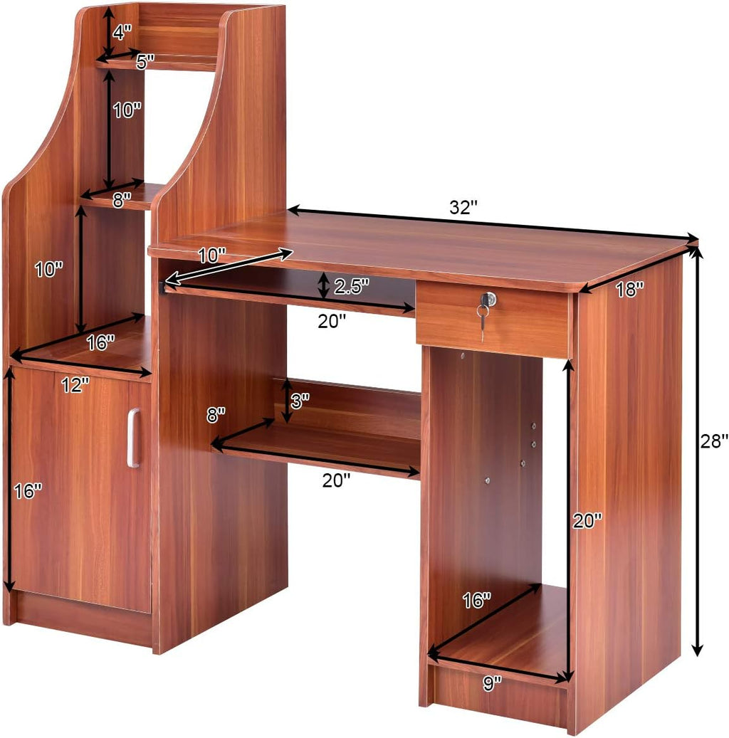 Computer Desk with Storage Cabinet & Drawer K5630