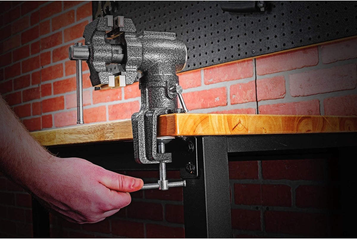 2-1/2 inch Mini Jaw Portable Clamp-on Table Bench Vise with Soft Jaw Covers S286475