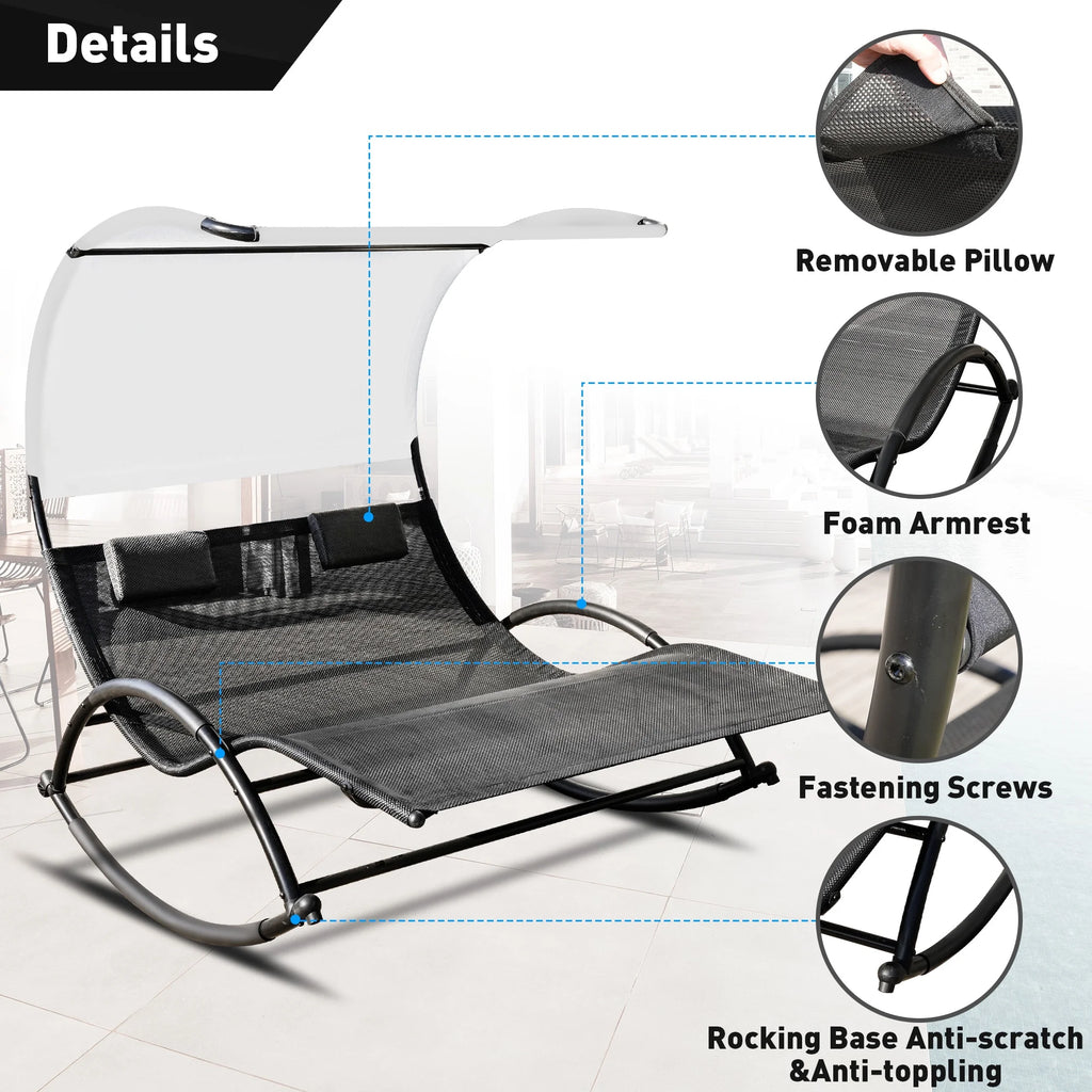 Double Chaise Lounge with Canopy and Pillows G245986