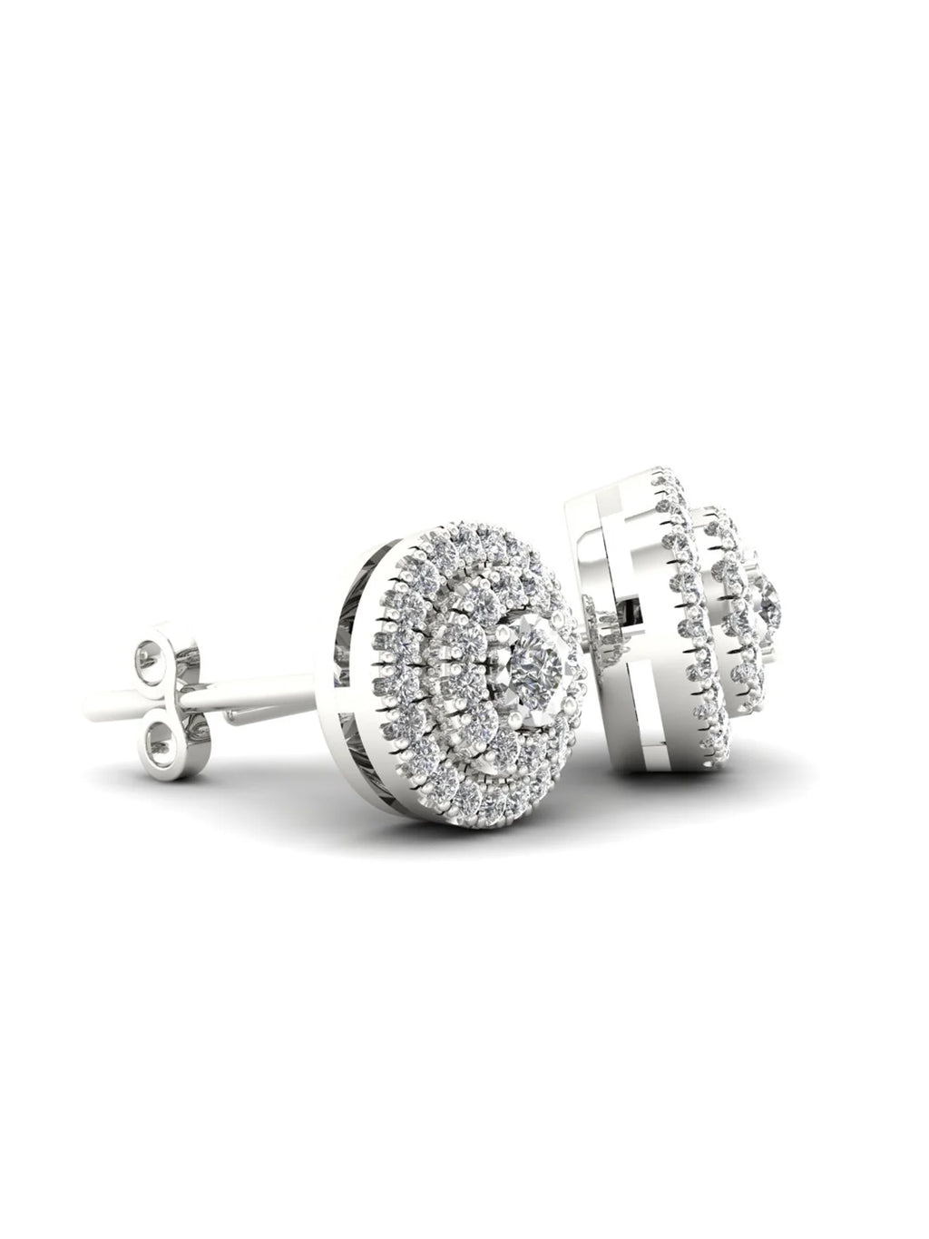 1/4ct TW Diamond Sterling Silver Double Halo Stud Earrings Z852833