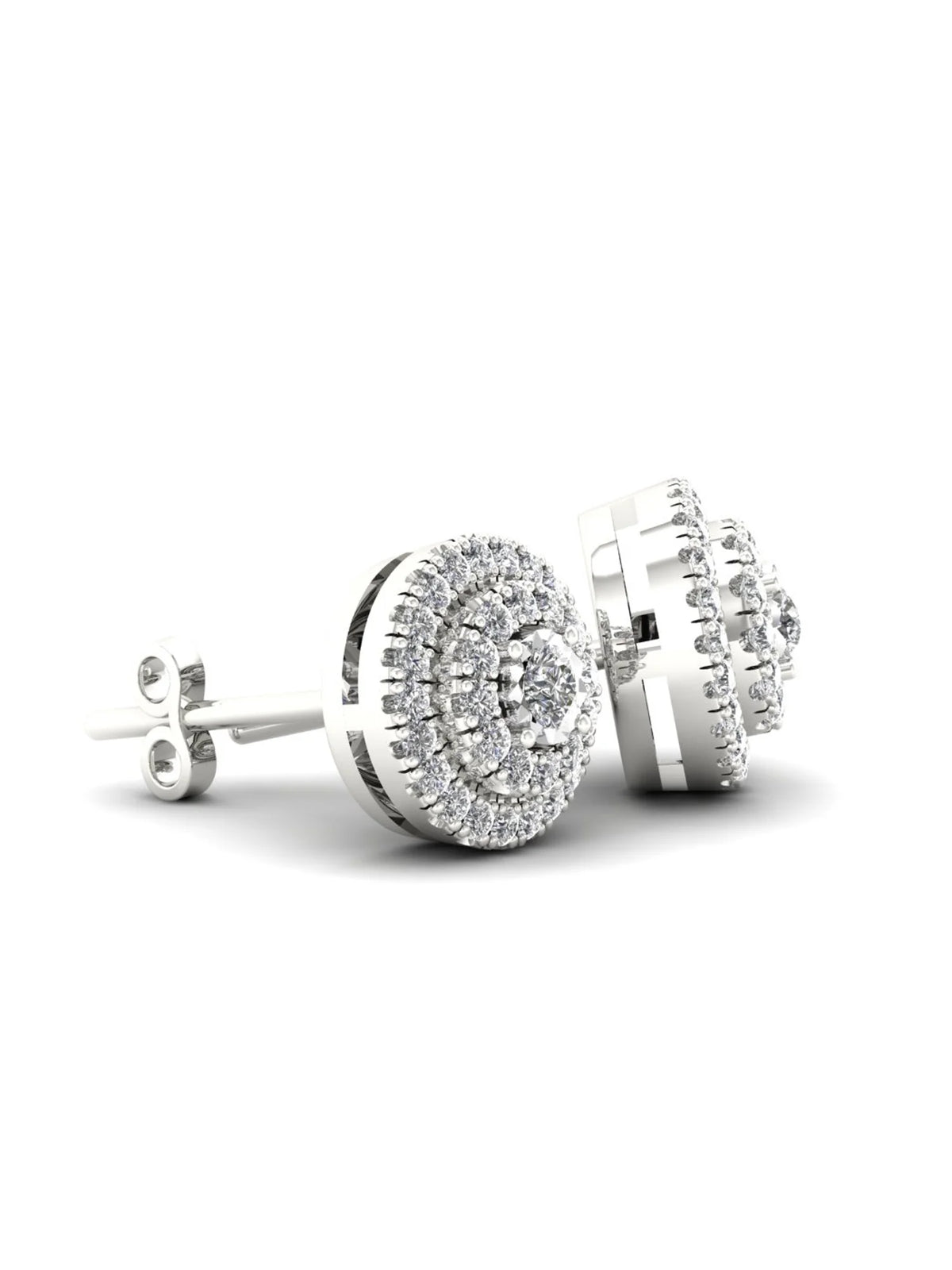 1/4ct TW Diamond Sterling Silver Double Halo Stud Earrings Z852833