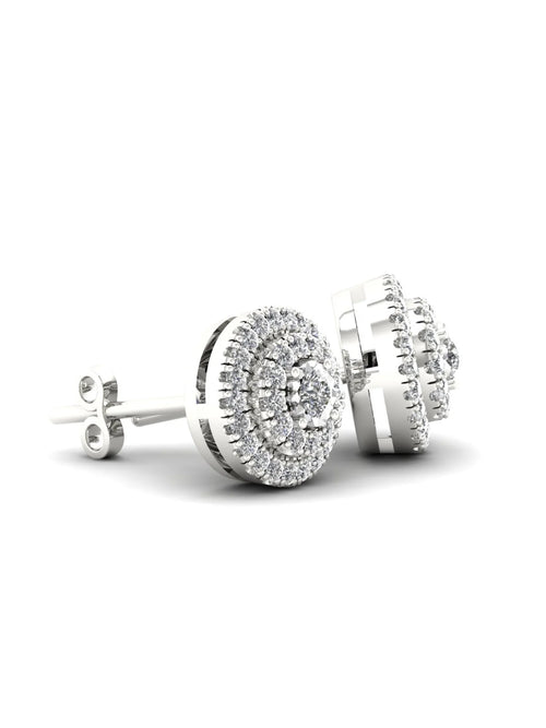 1/4ct TW Diamond Sterling Silver Double Halo Stud Earrings Z852833