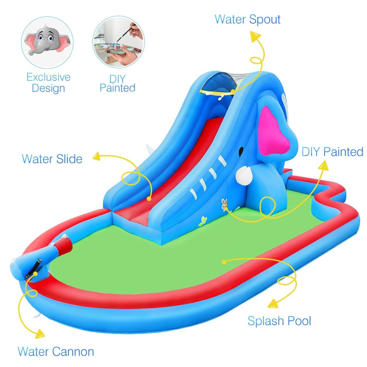 Inflatable Water Slide Kids Pool with Blower H69402