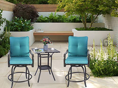High Swivel Counter Height Patio Bar Stools (Aqua) K95697