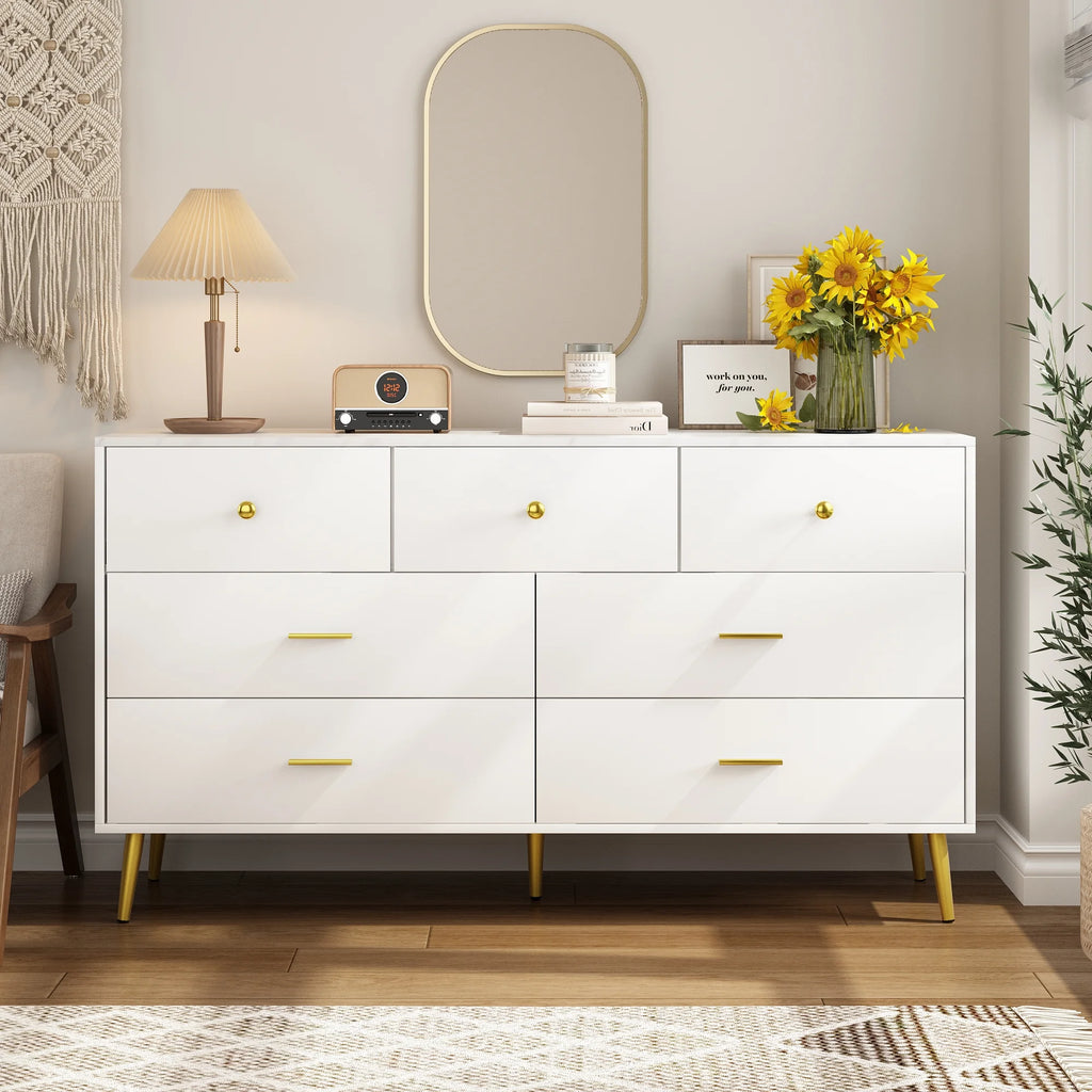 White 6 Drawer Wood Dresser J339785