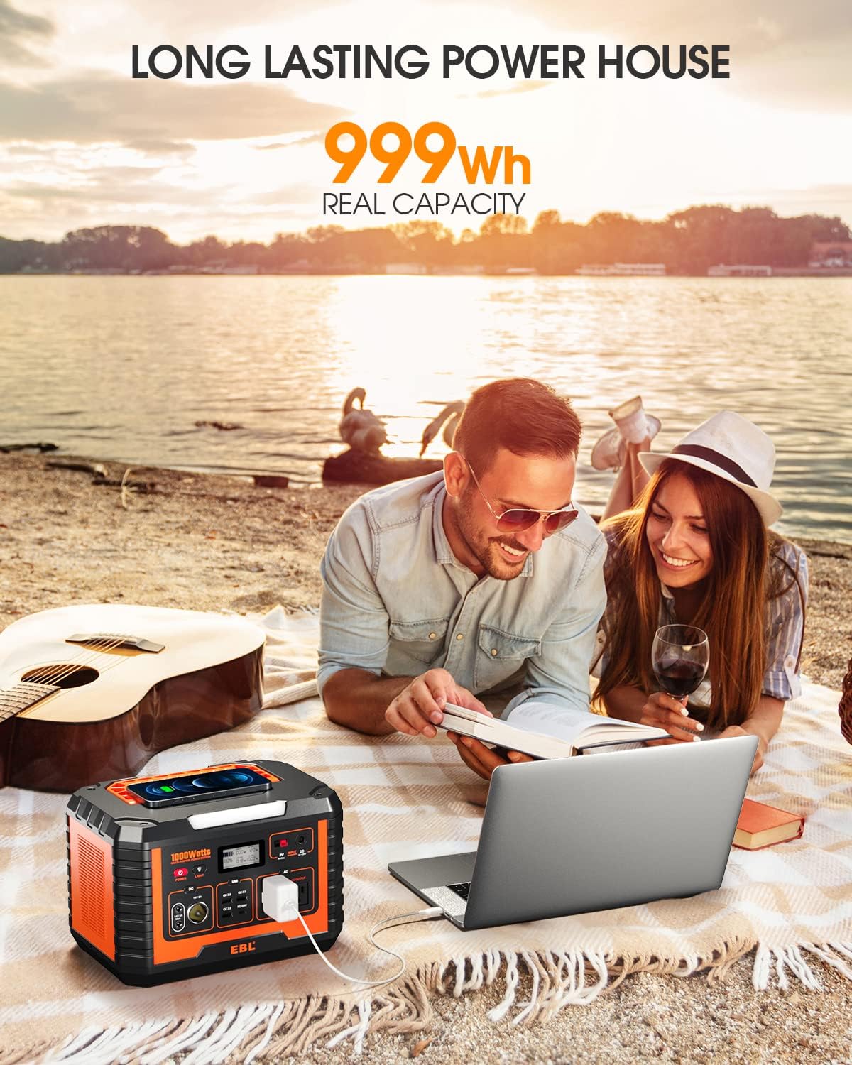 1000W Solar Generator with 200W Portable Solar Panel Power Station Backup Battery Pack E939804