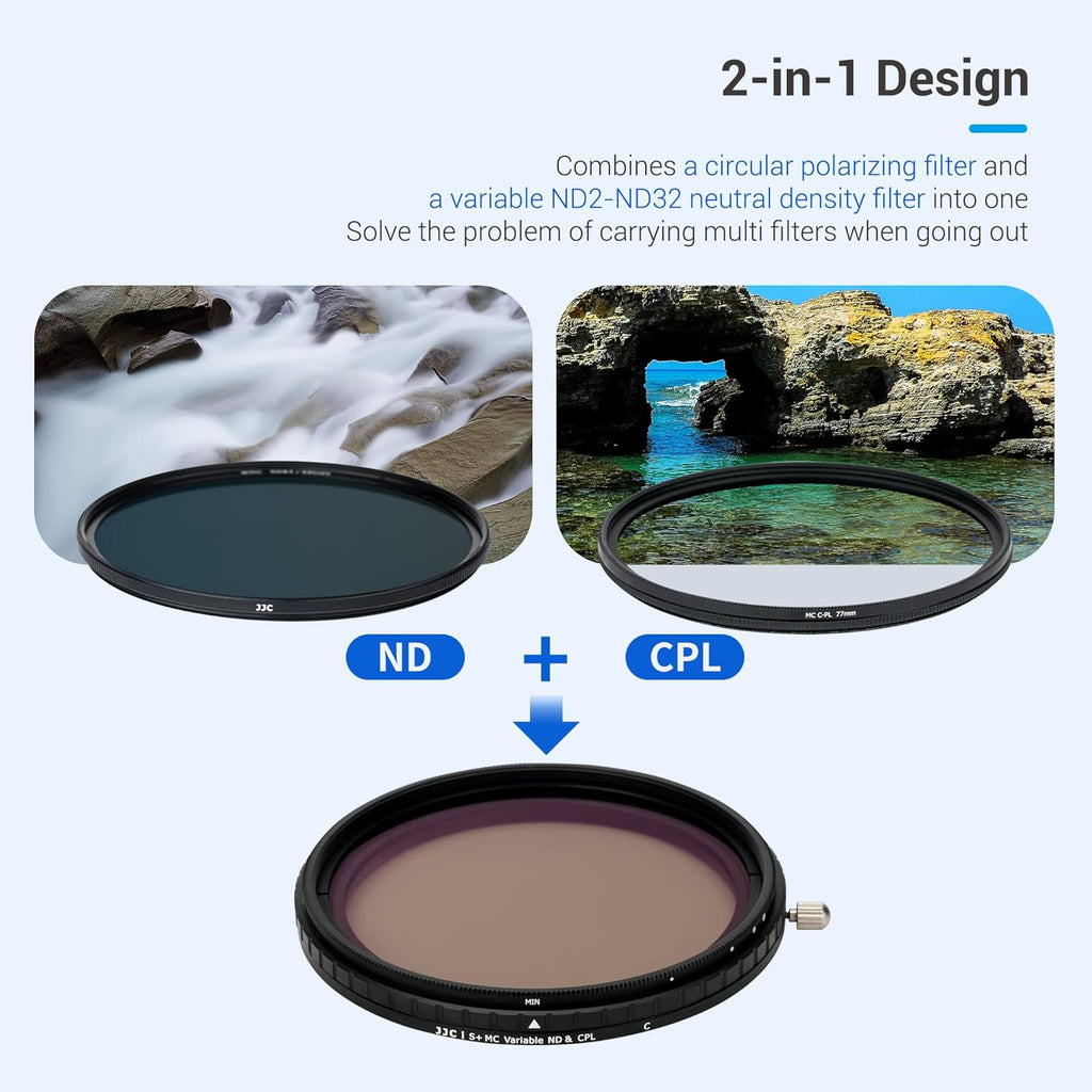 82mm Variable ND Filter & CPL Polarizer Filter with Storage Case and Lens Cap T7772