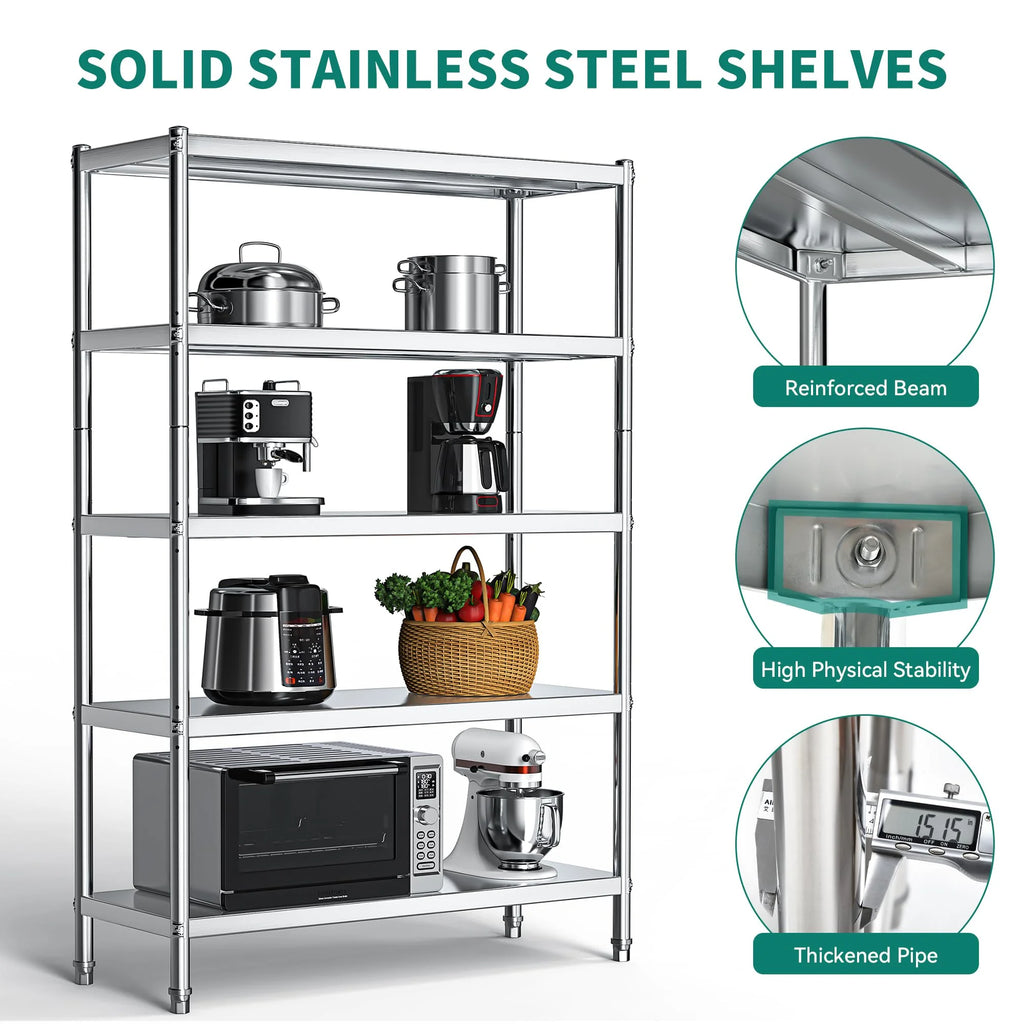 48"*18"*72" 5 Tier Stainless Steel Storage Shelf E6534