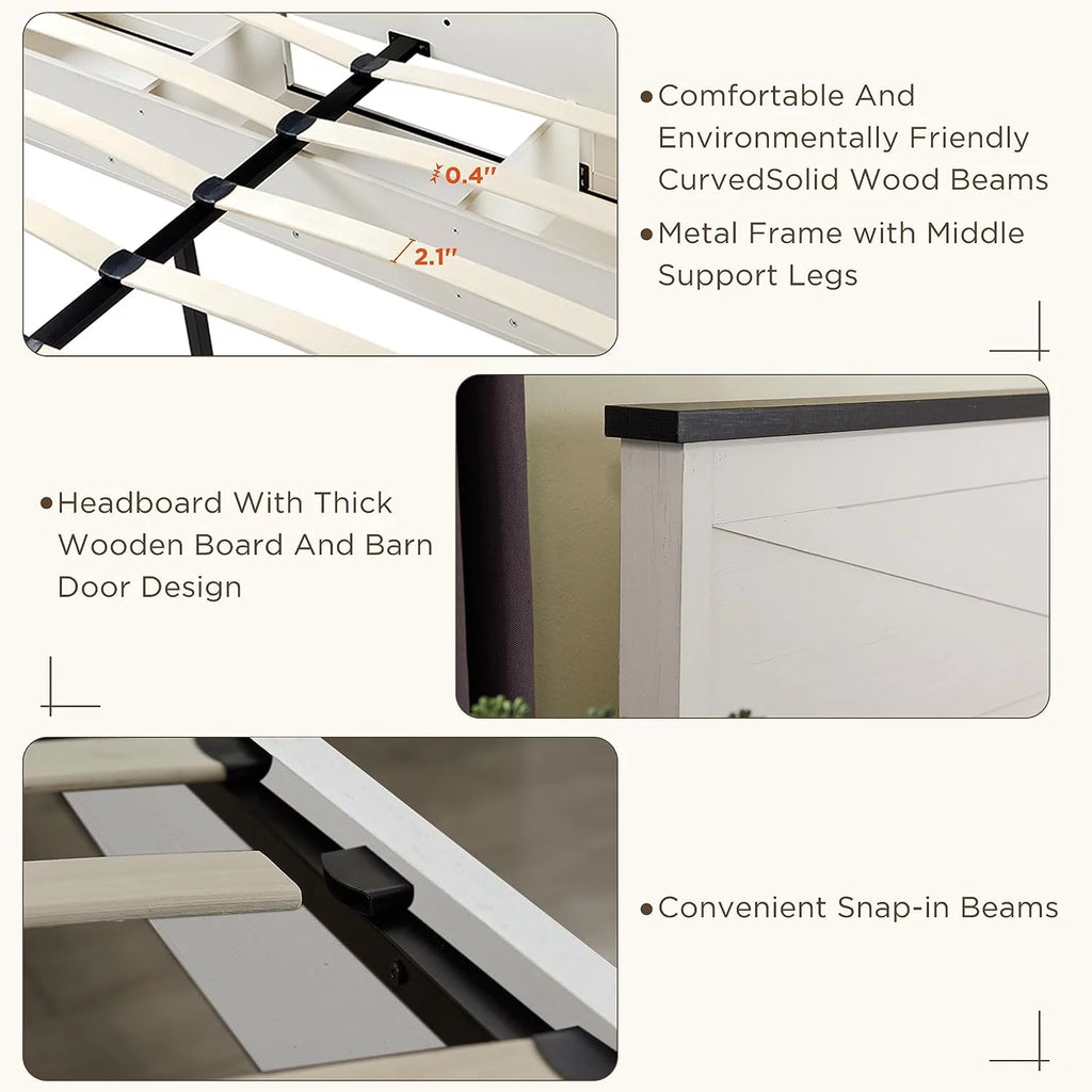 Black Queen Size Platform Bed Frame with Headboard and Storage E548688