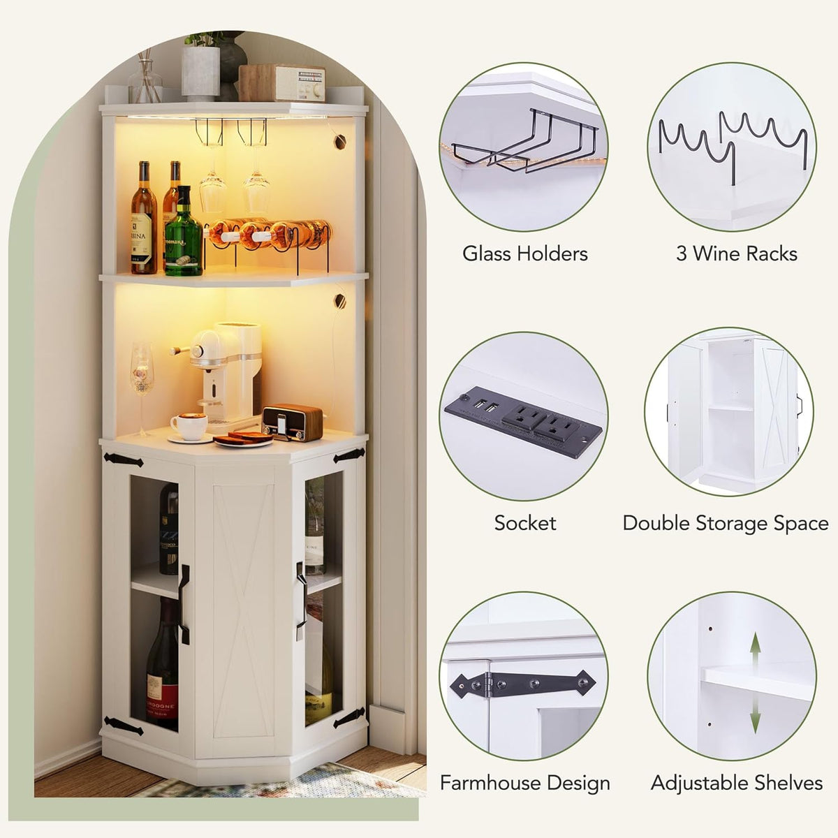 Corner Bar Cabinet with Shelves L957504