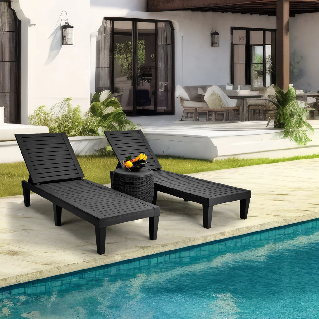 Adjustable Outdoor Lounge Chairs, Black C168105