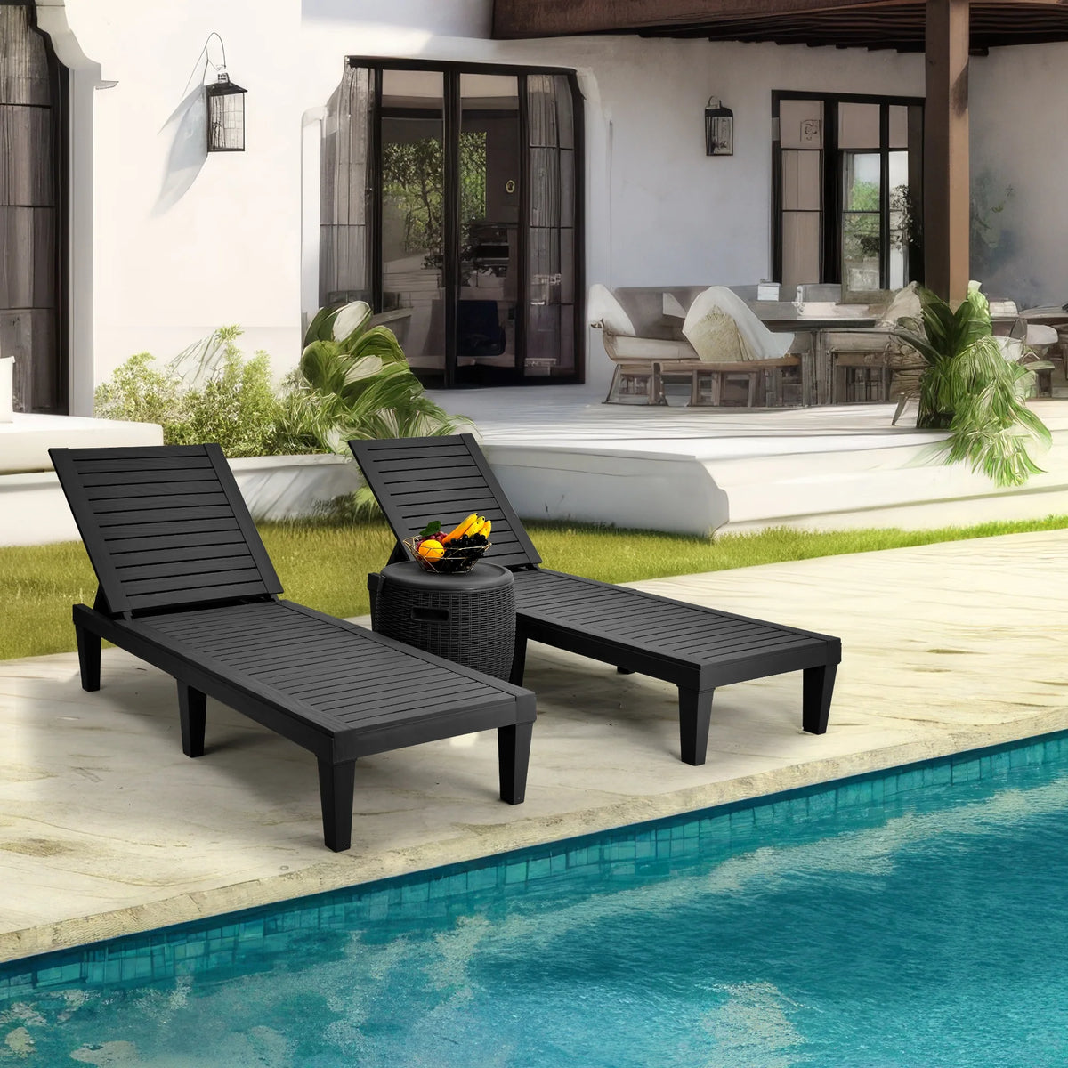Adjustable Outdoor Lounge Chairs, Black C168105