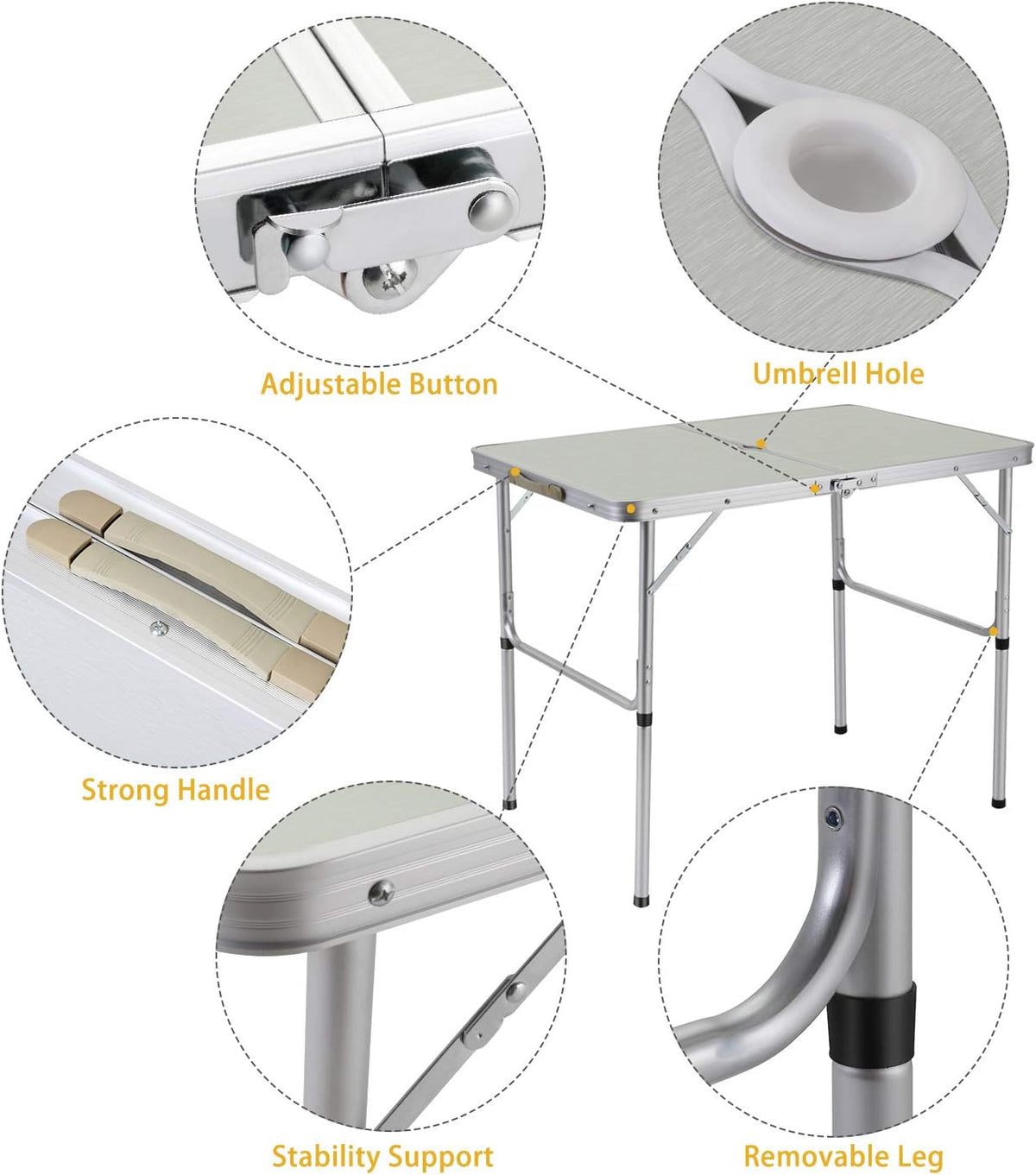 2-Person Folding Aluminum Picnic Table with 2 Stools A215547