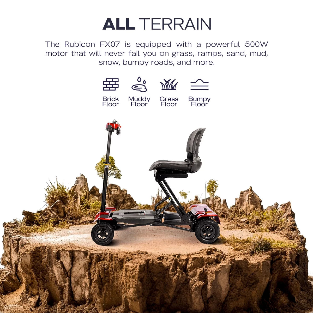 Red Automatic Foldable Mobility Scooter E862542