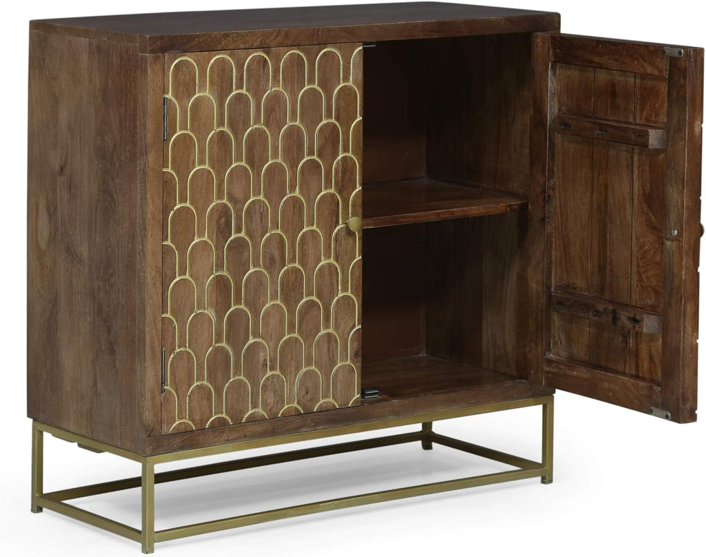 Walnut 2 Door Wooden Cabinet I1860