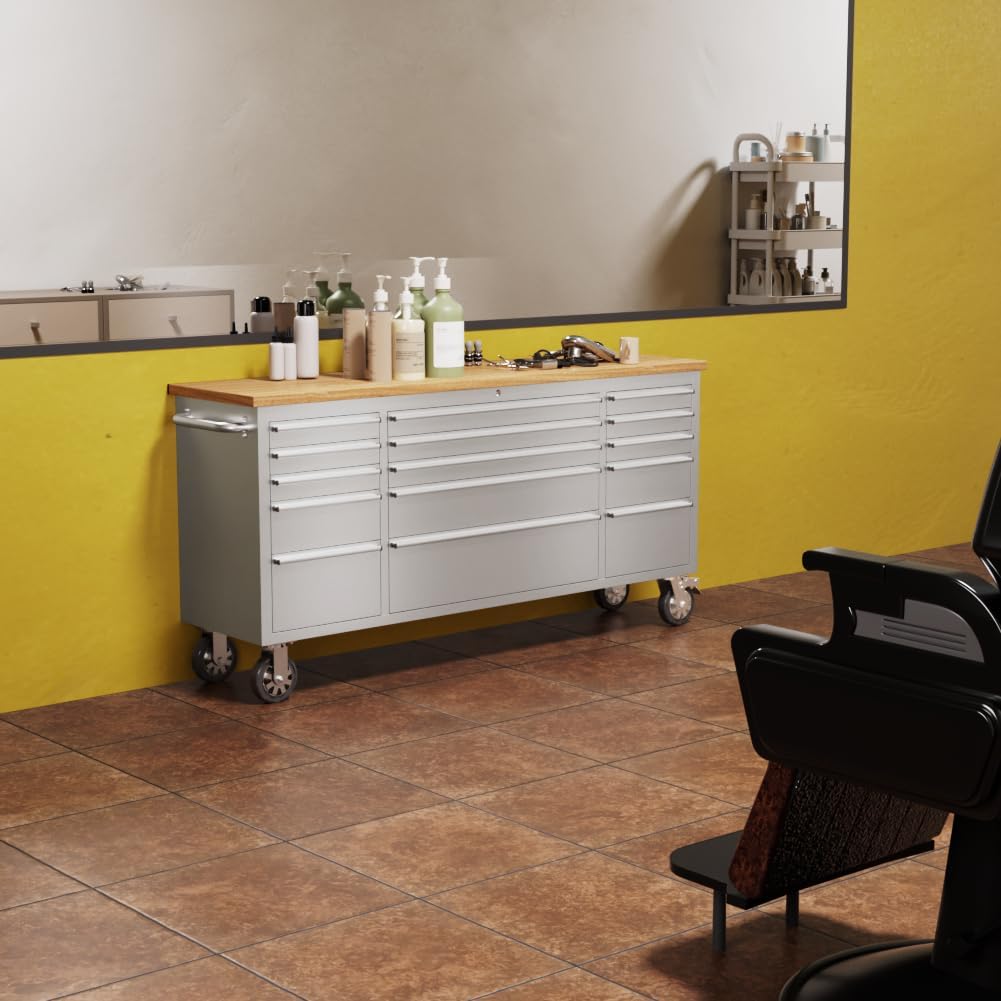 72-inch Stainless Steel Rolling Tool Chest with 15 Drawers K238263