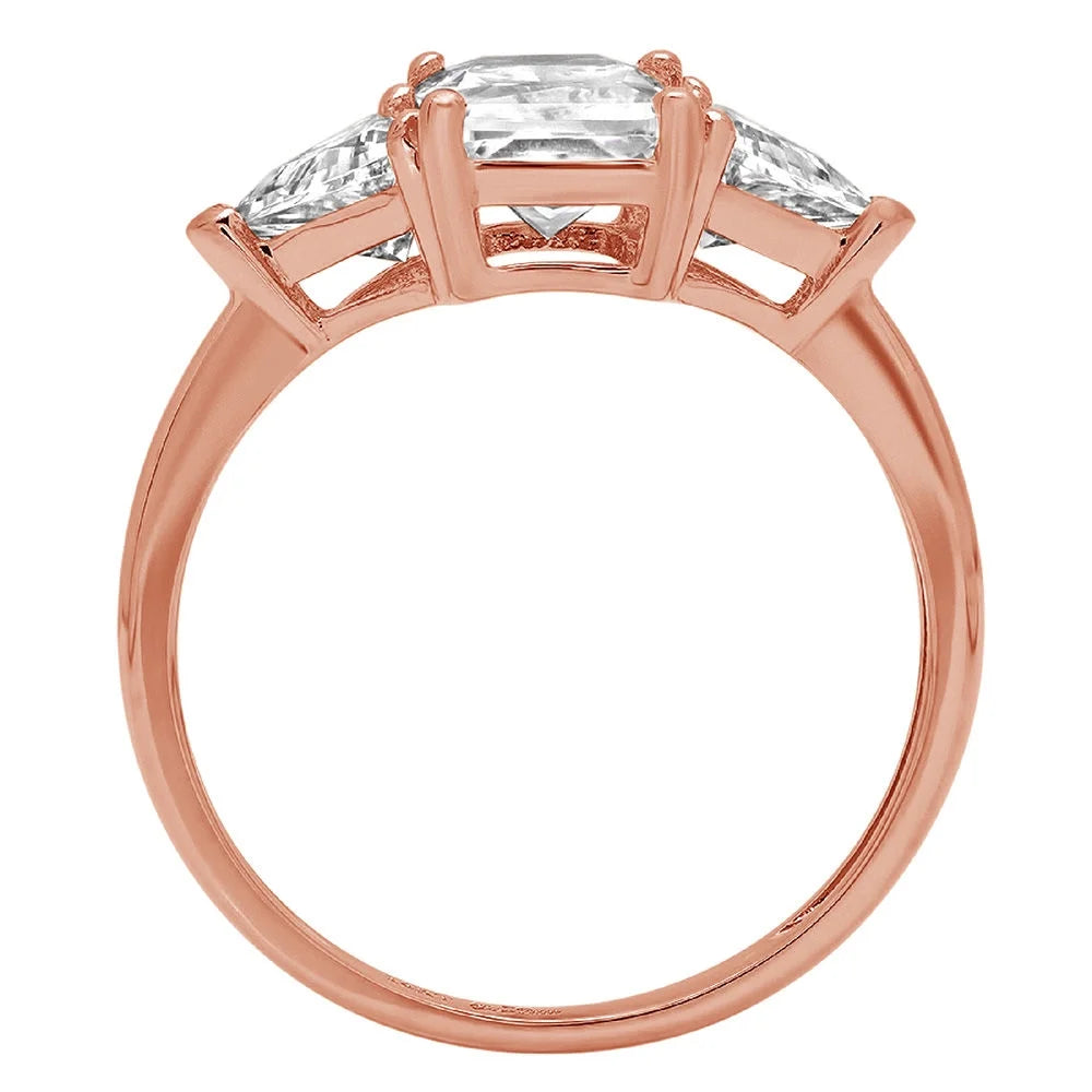 18K Rose Gold Three-Stone Diamond Engagement Ring F44404