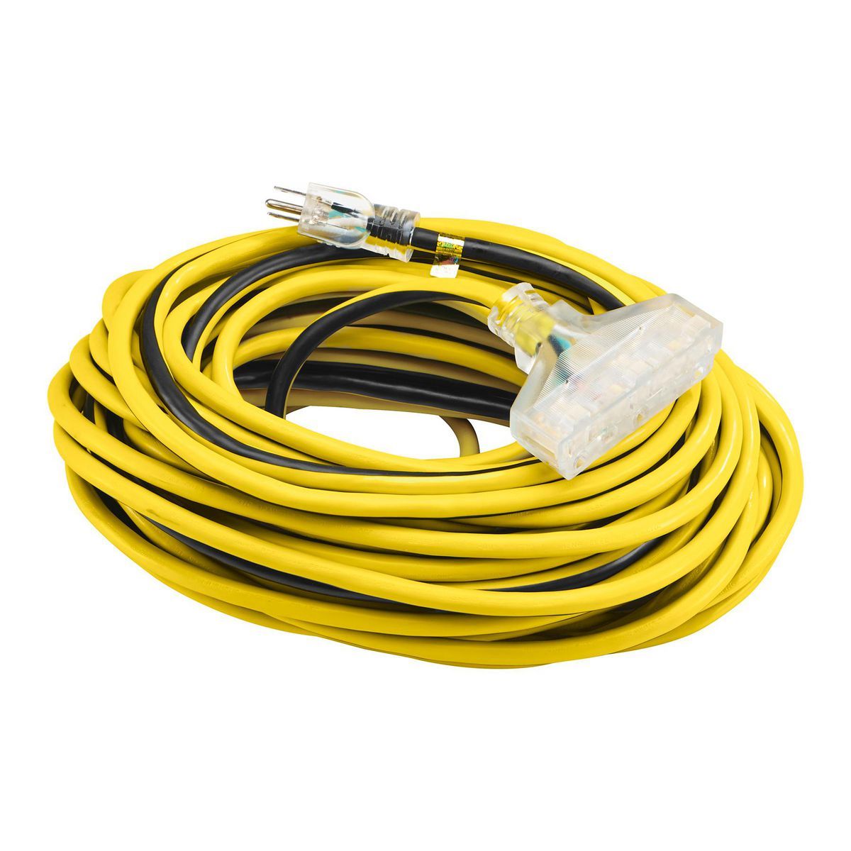 100 ft. 12/3 Gauge Multiple Outlet Extension Cord with Indicator Light, Yellow, Black H530