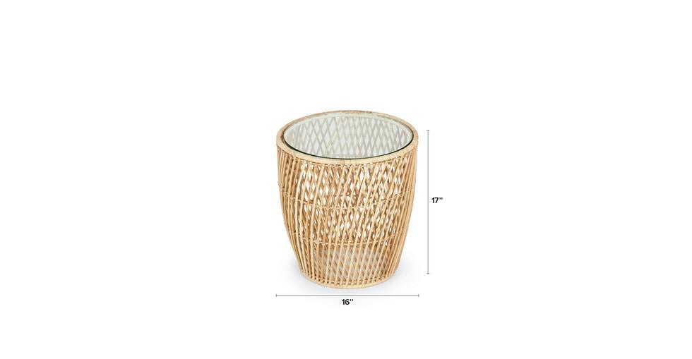 Round Wicker Side Table with Glass Top Y405125