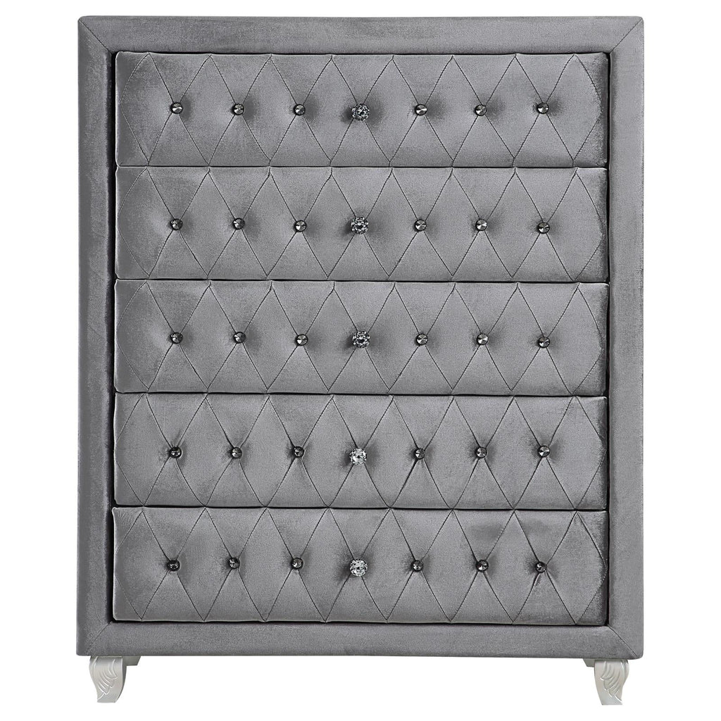 Grey Upholstered Tufted Bedroom Set I720