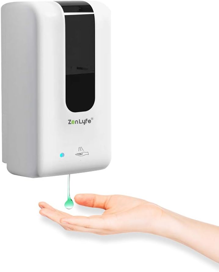 Automatic Hand Sanitizer Dispenser with Stand and Drip Catcher and Refillable Bottle (White) P46670