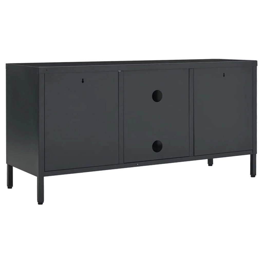 TV Stand with 2 Glass Doors and Open Shelves Steel Cabinet X963913