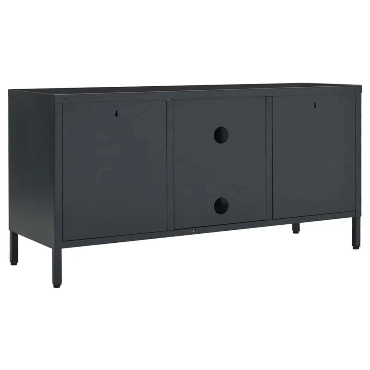 TV Stand with 2 Glass Doors and Open Shelves Steel Cabinet X963913