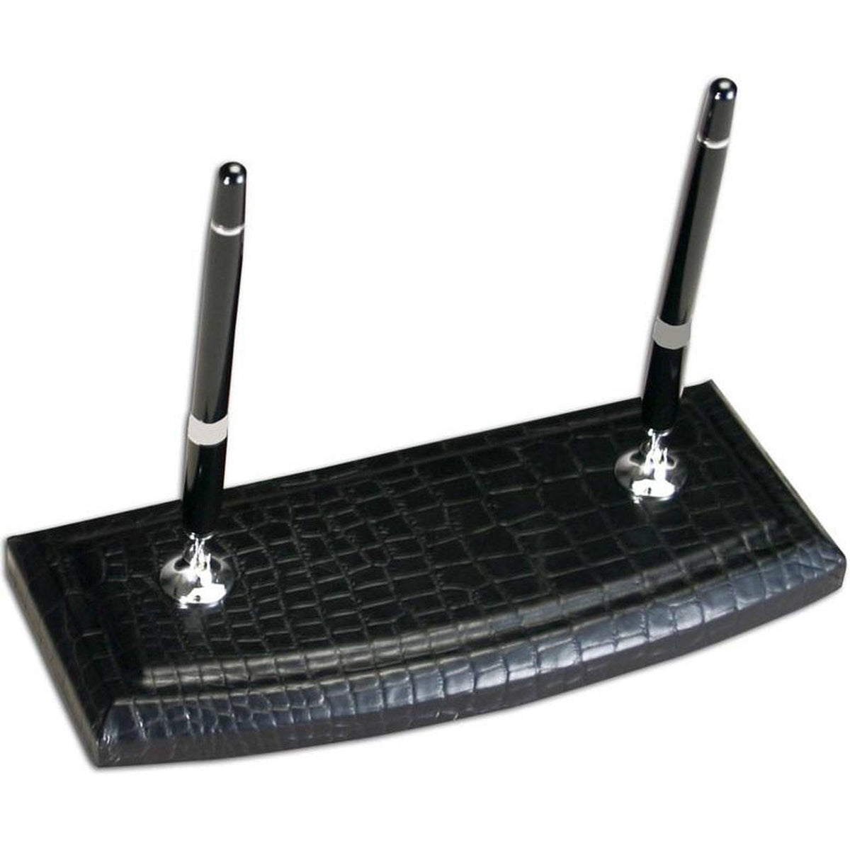 Black Crocodile Embossed Leather Double Pen Stand E5207