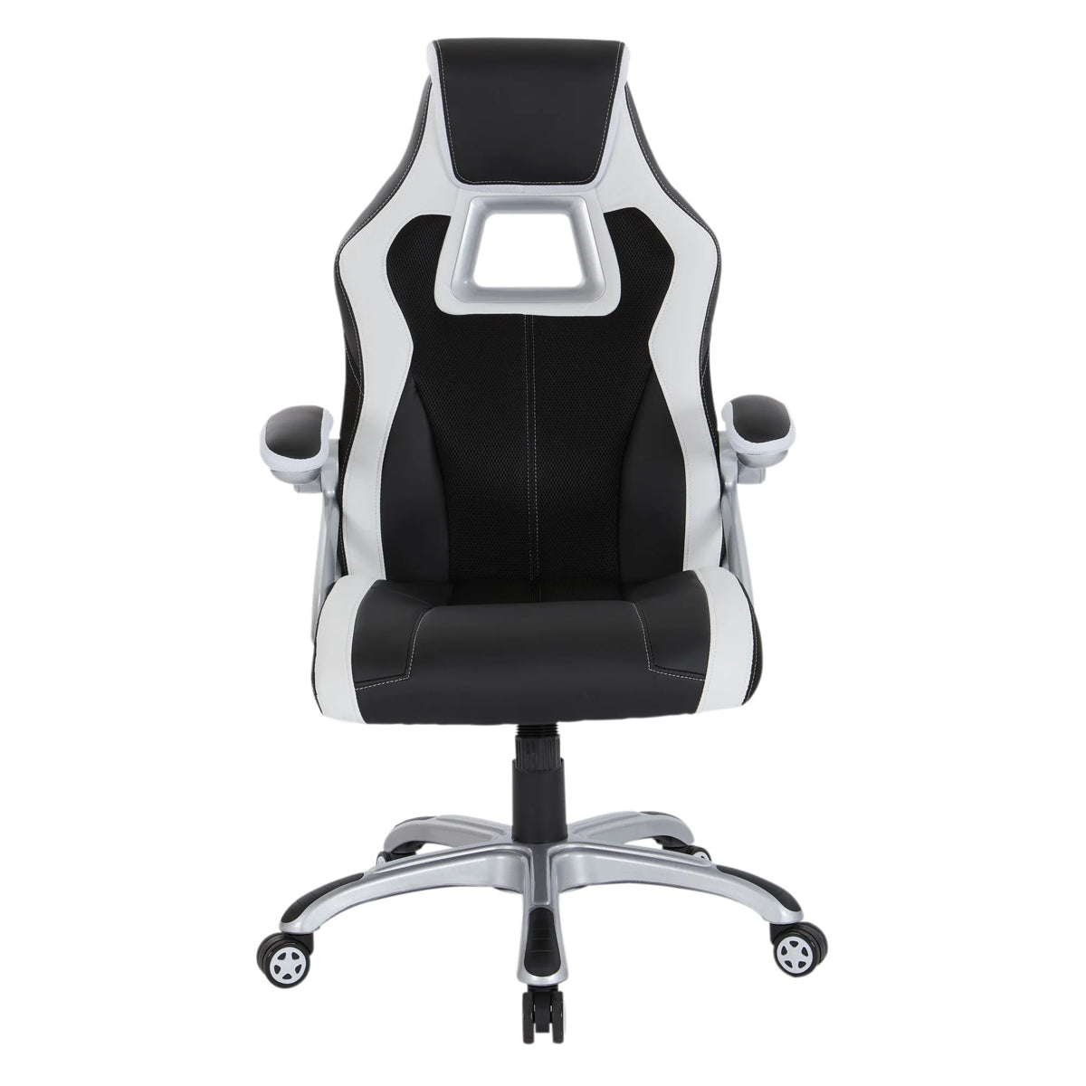 Black Chair with White Trim and Silver Base M8238