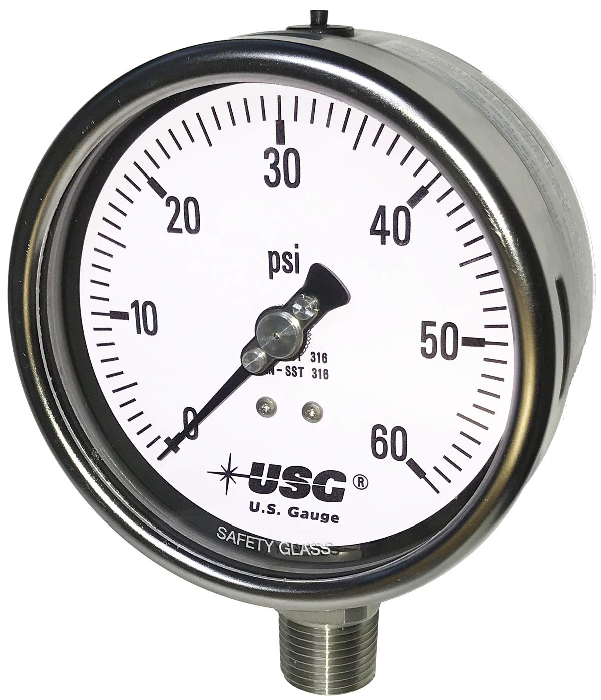 4" Dial Stainless Steel Liquid Filled Pressure Gauge 0 to 200 PSI L80098