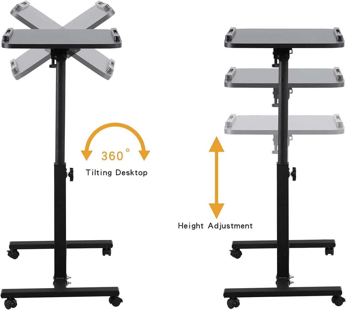 Adjustable Overbed Bedside Table with Wheels Y3600