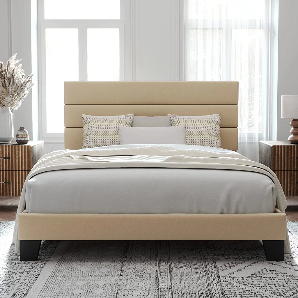 Queen Size Fabric Upholstered Platform Bed Frame Q591432