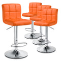Set of 4 Adjustable Swivel Bar Stools Faux Leather, Orange J52654