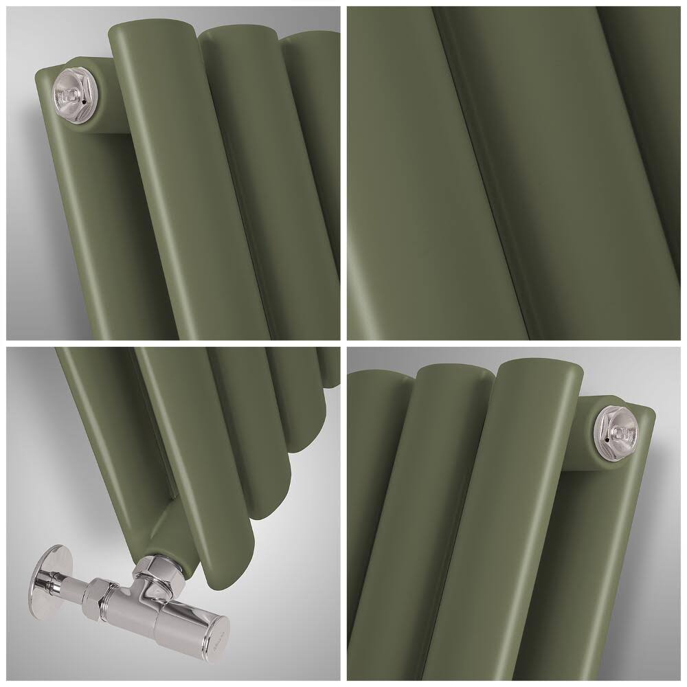 Sage Green Vertical Hot Water Radiator Y415