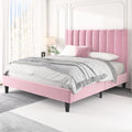 Full Size Platform Bed Frame with Velvet Headboard C393399
