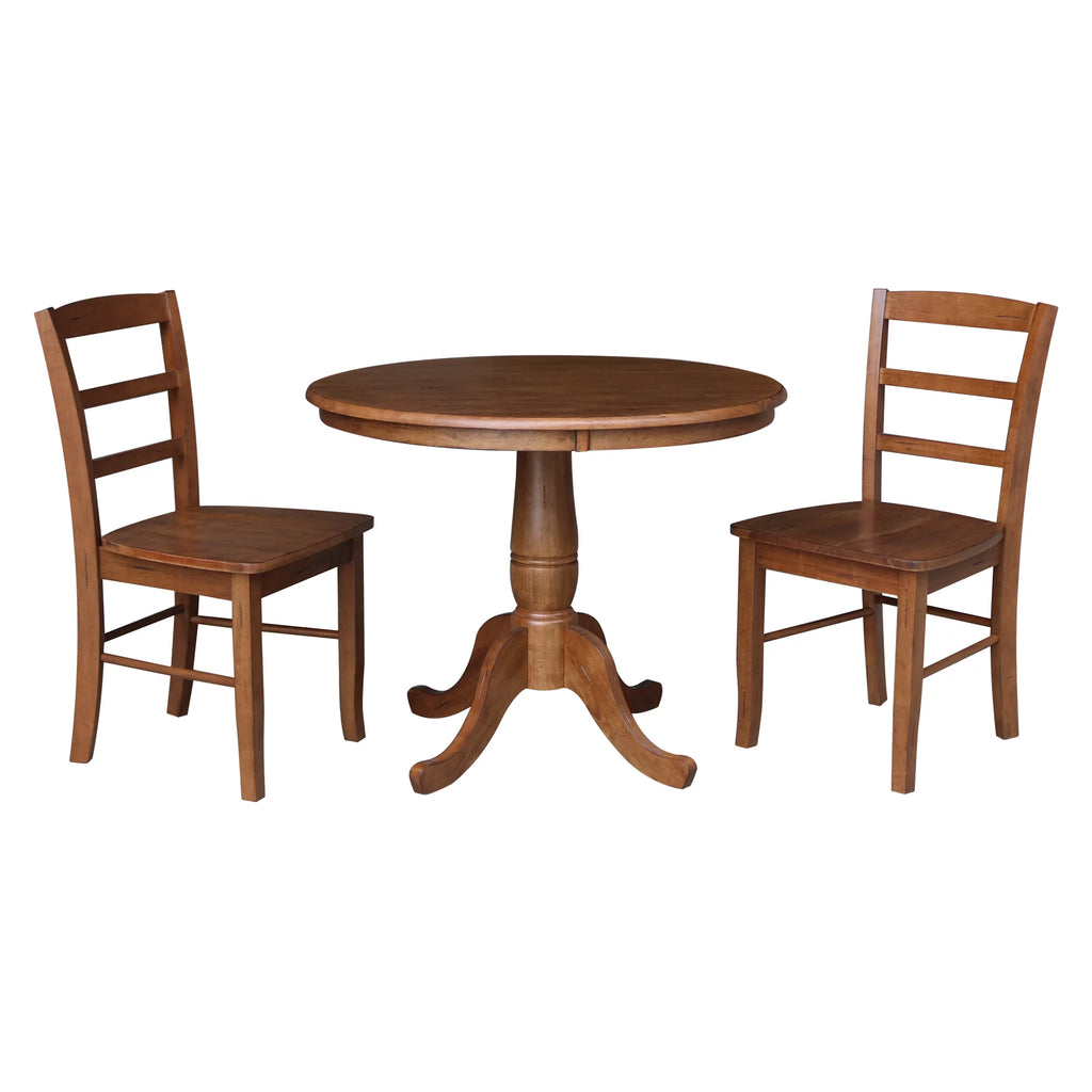 Wood Dining Table with 2 Ladderback Chairs X1617