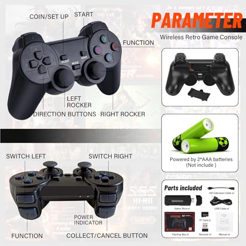 Retro Gaming Console with 30000+ games, 4K HDMI Output, dual 2.4GHz wireless controllers R218