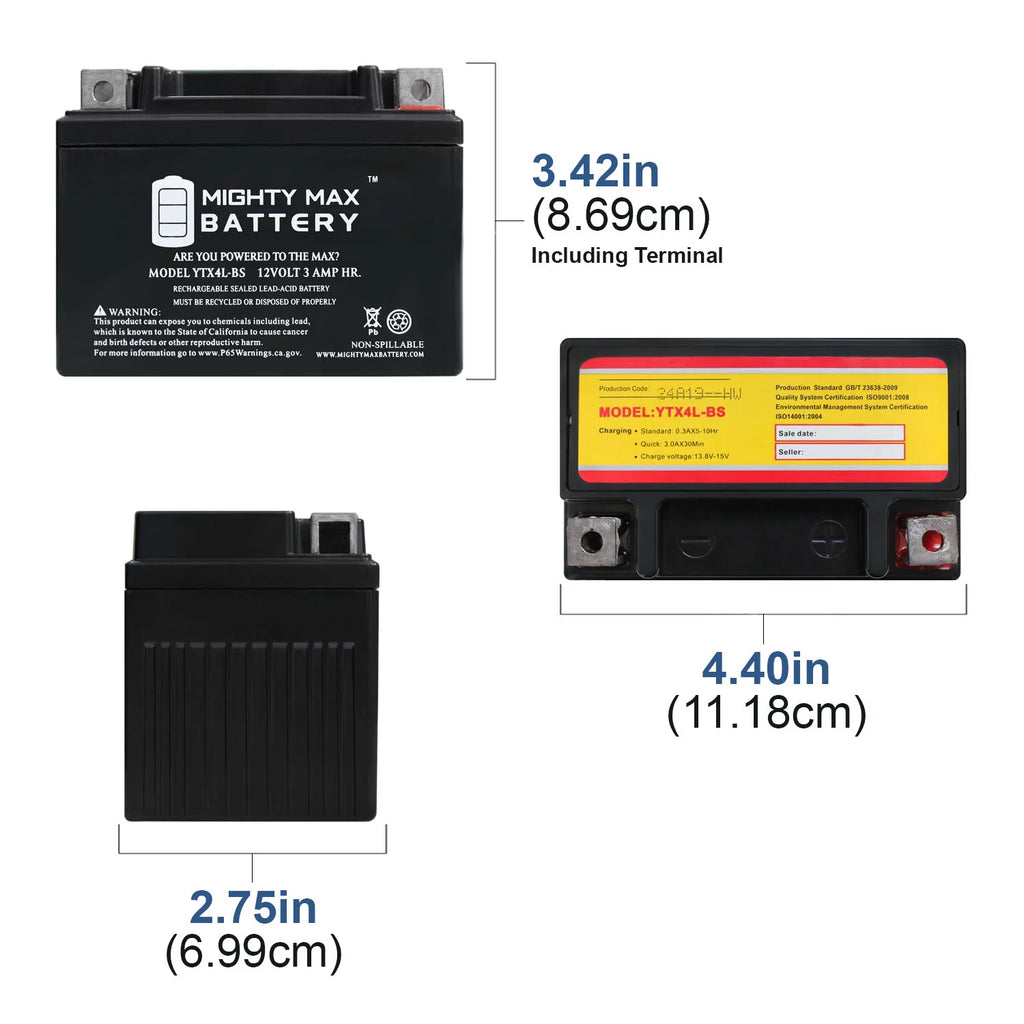 YTX4L-BS Replacement Battery B50633
