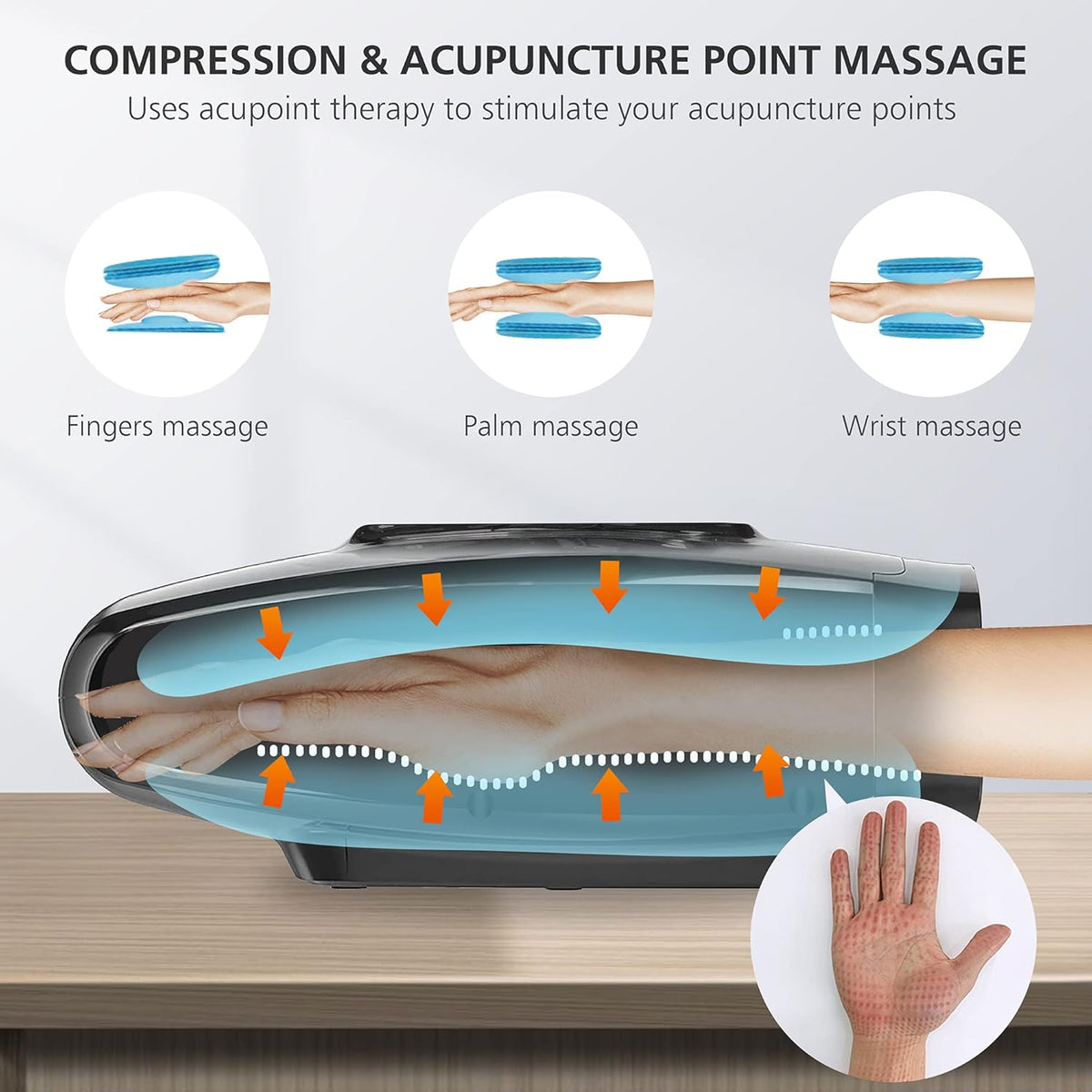 Cordless Electric Hand Massager with Heat, Vibration, Compression, 6 Modes & 6 Levels Y701406
