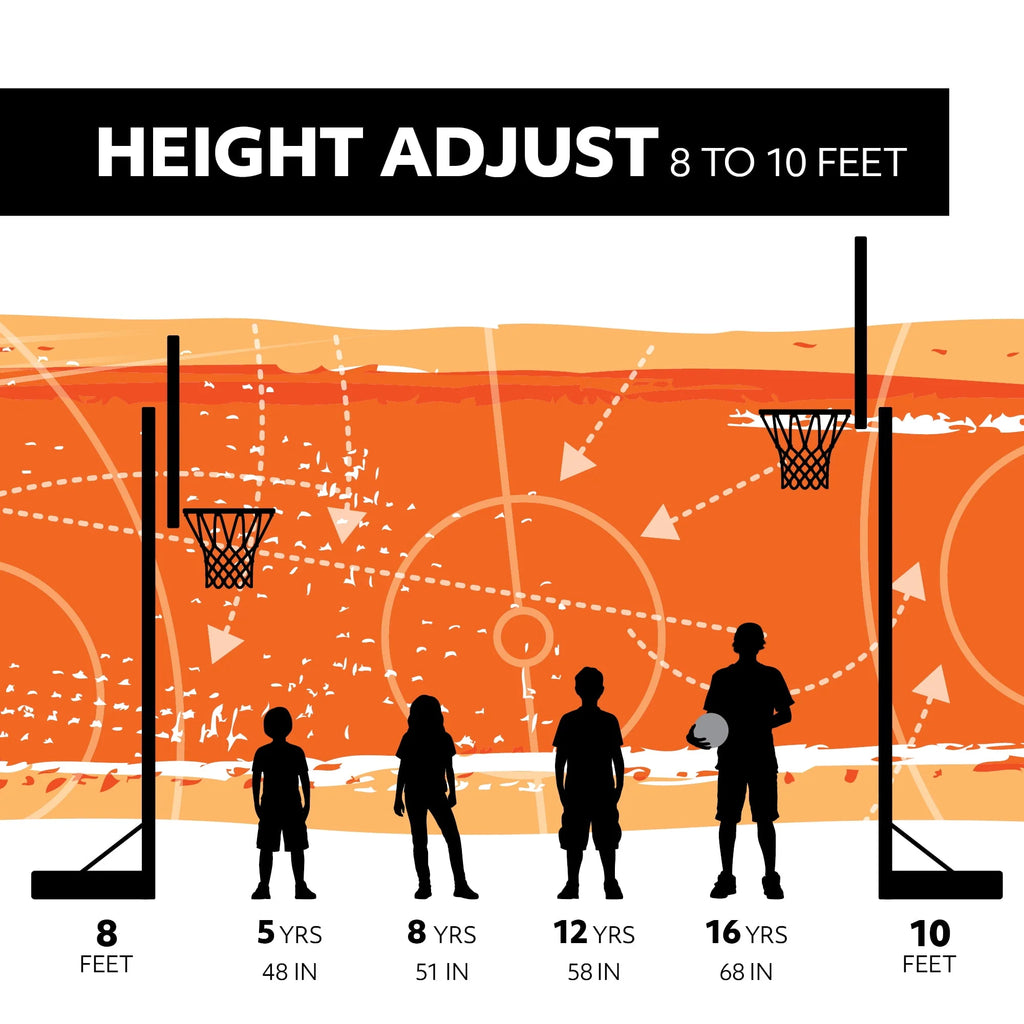 Adjustable Inground Basketball Hoop 44 inch Polycarbonate P373
