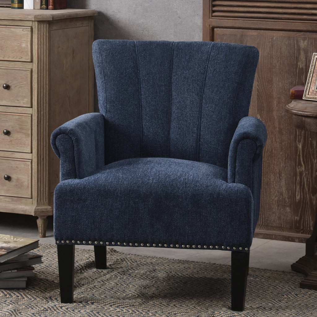 Navy Blue Tufted Polyester Armchair F399